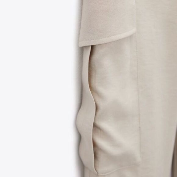 Zara Cargo Straight Pants New Light Camel - Picture 6 of 11